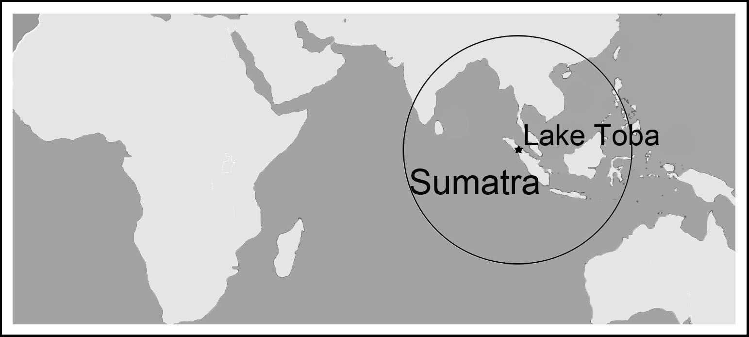 Map location of Lake Toba on Sumatra