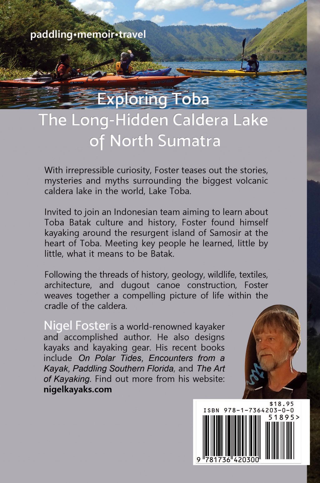 Back cover of book, Heart of Toba, by author Nigel Foster
